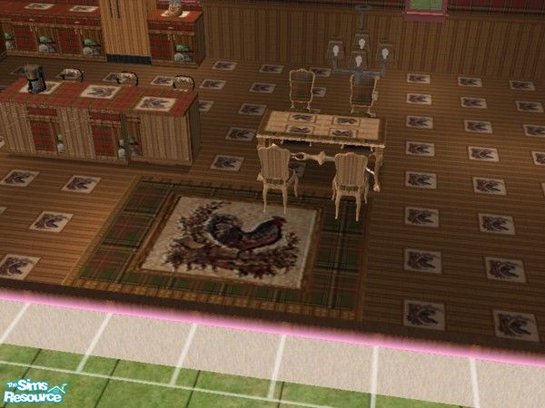 Sims 2 — Red Tartan Kitchen rug set by ead425 — 16 items 2 walls 2 floors: Need BitzyBus Lt pine kitchen for upper