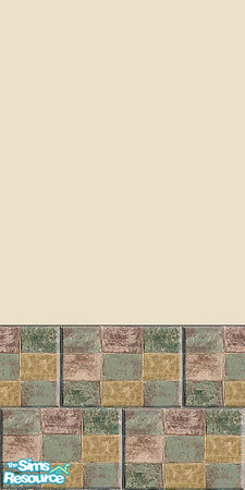 Sims 2 — New Wall 1 by Lorah — Purple, green, blue, gold tile with antique white paint.