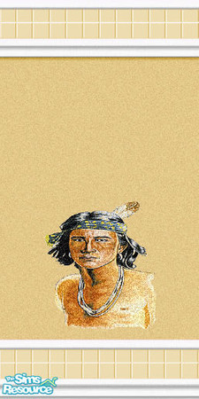 Sims 2 — Nutmeg Vinyl Shower Wall 2 by Lorah — Nutmeg vinyl wall with an Indian man. Looks better in game.