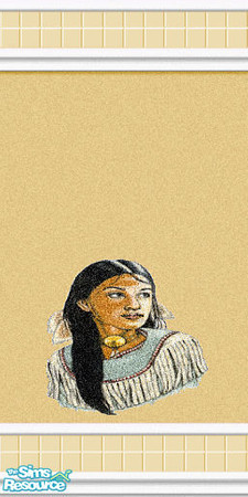 Sims 2 — Nutmeg Vinyl Shower Wall 1 by Lorah — Nutmeg vinyl wall with an Indian woman. Looks better in game.