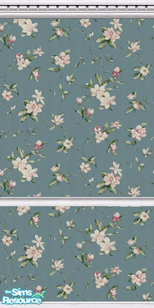 Sims 2 — Wedgewood Blue Roses Five by angylinni — Soft wedgewood blue paint with pink and cream rose patterned paper and