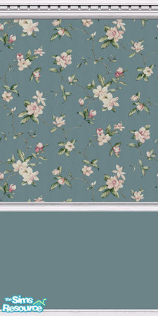 Sims 2 — Wedgewood Blue Roses Four by angylinni — Soft wedgewood blue paint with pink and cream rose patterned paper and
