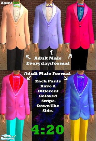 Sims 2 — 3 Everyday/Formal, 3 Formal Summer Funpa by Agent420 — These 5 formal suits, 3 of which are also everyday, are