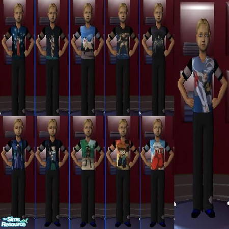 Sims 2 — Boy's Inuyasha Tops Set by JenKenobi — These are my Boy's Inuyasha Tops. The characters are Inuyasha, Kagome,