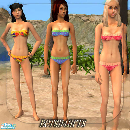 Sims 2 — BeachBabies by Betsy4arts — There are 3 ruffled bikinis in this set for the adult female sim.