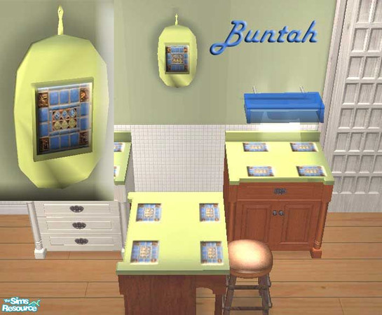 Sims 2 — Green Cuttingbaord w/ Blue Tile by buntah — This hanging cutting board requires my Butcher Block Cutting Board