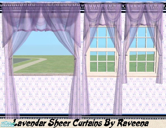 Sims 2 — Lavendar Sheer Curtains by Raveena — All 3 sizes included in package file.