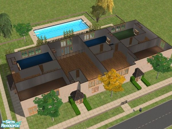 Sims 2 — Townhomes by archangel25 — (4) townhome units in one lot! Each has unique features and different layouts.