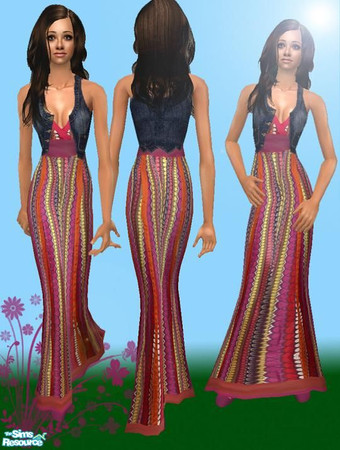 Sims 2 — Boho Babes - 4 by pretty_baby — 4 boho dresses complete with denin vest. Nightlife Ep is required. Other than