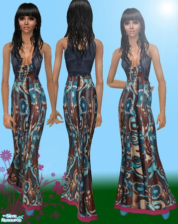 Sims 2 — Boho Babes - 2 by pretty_baby — 4 boho dresses complete with denin vest. Nightlife Ep is required. Other than