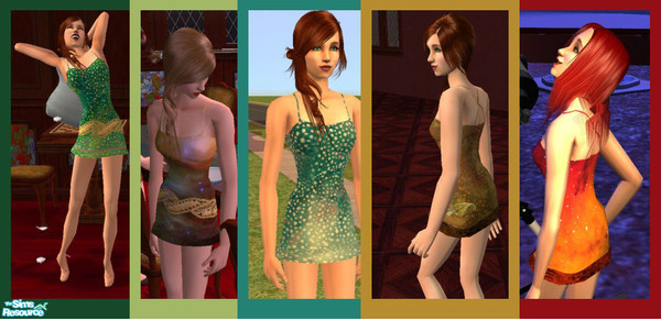 Sims 2 — Soft Spots Minidress Set by w33n4r — 5 soft minidresses with cute open-toe high heels. 3 with small polka dots,