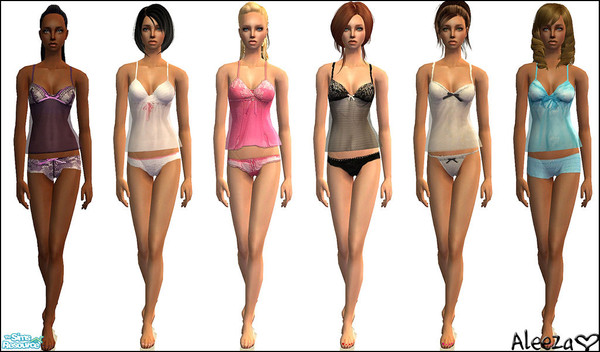 Sims 2 — Sweet Sin  by Aleeza — A set of six undies/pjs. No EP required,(maternity friendly) Enjoy!