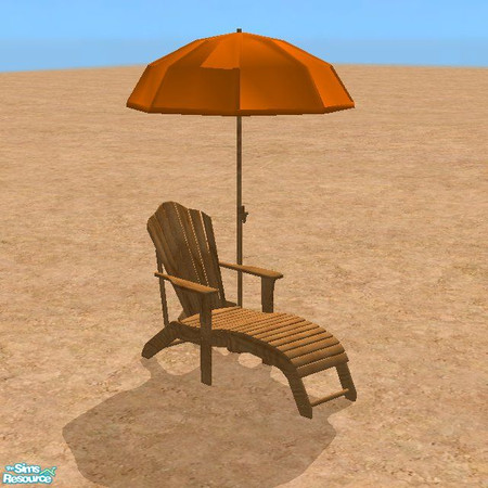 Sims 2 — Beach Orange Umbrella Chair by STP Carly — A day at the beach furniture.
