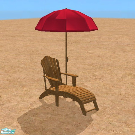 Sims 2 — Beach Red Umbrella Chair by STP Carly — A day at the beach furniture.