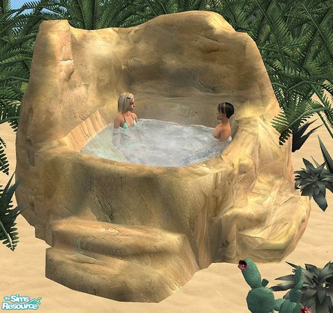 Sims 2 — Paradise Beach - Rock Tub Cover by Bitzybus — Put this over the big hot tub and you will get a nice and exotic