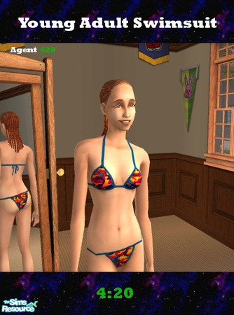 Sims 2 — Multi-color camo Swimsuit by Agent420 — This camo swimsuit is multi-colored to allow you to conceal yourself in
