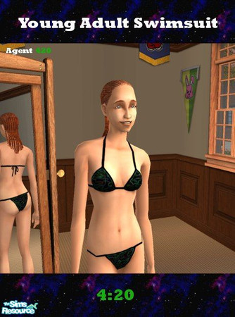 Sims 2 — Black/Green Camo Swimsuit by Agent420 — Planning on walking on the floor of the ocean. This swimsuit will help