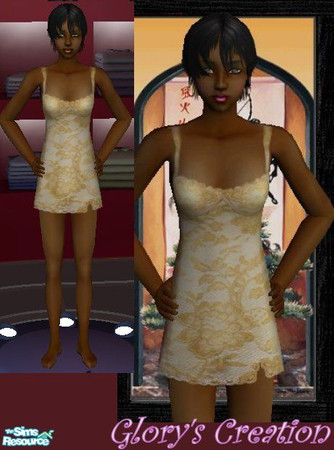 Sims 2 — Gold Lace Nighties by GloryBe — Gold lace nighties for young adults.