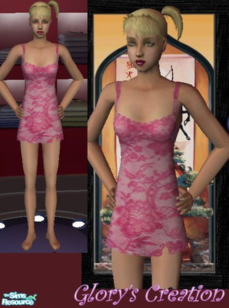 Sims 2 — Pink Lace Nighties by GloryBe — Pink lace nighties for young adult.