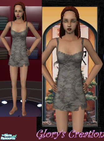 Sims 2 — Black lace nighties by GloryBe — Black lace nighties for young adult.