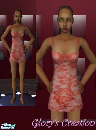 Sims 2 — Red lace nighties by GloryBe — Red lace nighties for young adult.