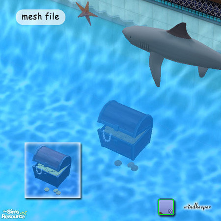 Sims 2 — Underwater Treasure Chest by Windkeeper — Place the chest anywhere inside a swimming pool. Decorative only, sims