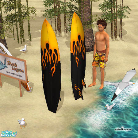 Sims 2 — Magma Surfboard by Windkeeper — This recolor will work for any surfboard from the "Shark Lagoon" set.