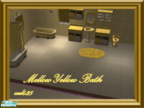 Sims 2 — Mellow Yellow Antique Bath by ead425 — 8 items includes: wall is chicken kitch wall; combo tub shower, counter,