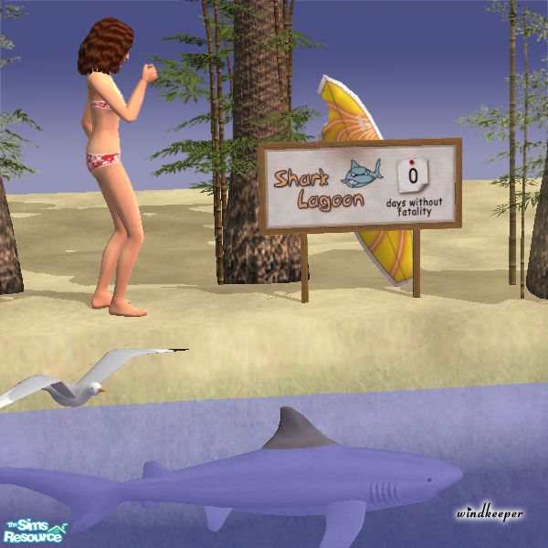 Sims 2 - Shark Fatality Sign by Windkeeper - You need to download "Bea...