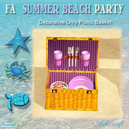 Sims 2 — FAs Summer Beach Party--Decorative Only by Cashcraft — Decorative only picnic baskets with mix and match