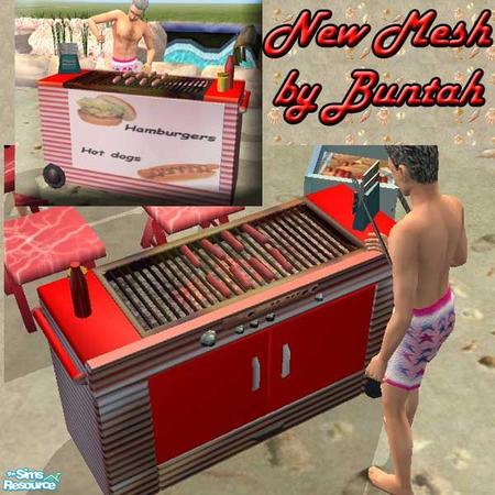 Sims 2 — Hot Dog Stand MESH by buntah — This works like a grill, so you can put one of your sims to work selling hot dogs