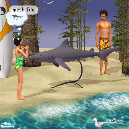 Sims 2 — Shark Replica on a Stand by Windkeeper — Perfect replica of a real life shark. Note: sims might be able to walk