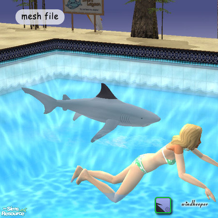 Sims 2 — Swimming Pool Shark by Windkeeper — Swimming with sharks! Place the shark anywhere in the swimming pool.