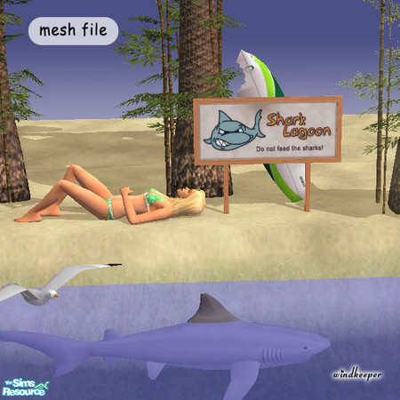 Sims 2 — Beach Sign by Windkeeper — The sign and the surfboard color can be selected separately. You need to download