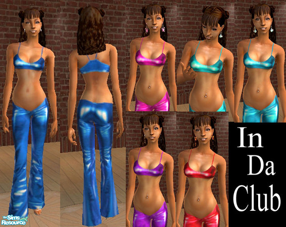 Sims 2 — In Da Club by ShortyBoo — Six sexy metallic outfits perfect for a night out at the clubs. Mesh by Crechebaby at