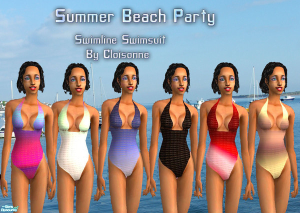 Sims 2 — Swimline Swimsuit by Cloisonne — Crochet style Swimsuits in snazzi colours,sure you get your sim noticed at any