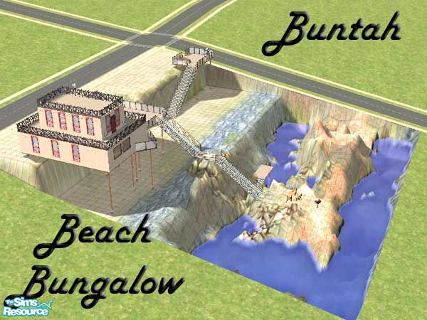 Sims 2 — Beach Bungalow by buntah — This lot has lots of open room to add all the great objects you've downloaded this