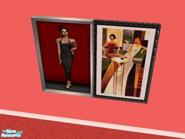 Sims 2 — Lady on Red Reprints 2 by Modfan by modfan — Reprint of the Lady on Red painting with customized frame.