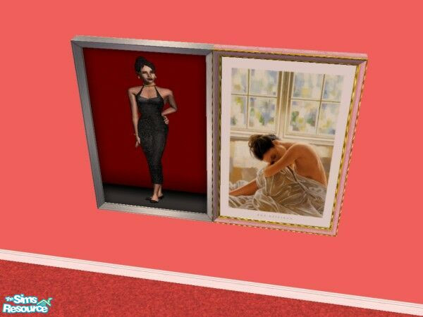 Sims 2 — Lady on Red Reprints 2 by Modfan by modfan — Reprint of the Lady on Red painting with customized frame.