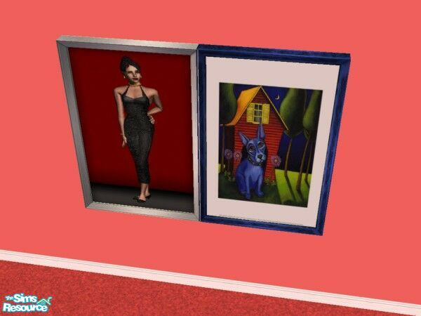 Sims 2 — Lady on Red Reprints 2 by Modfan by modfan — Reprint of the Lady on Red painting with customized frame.
