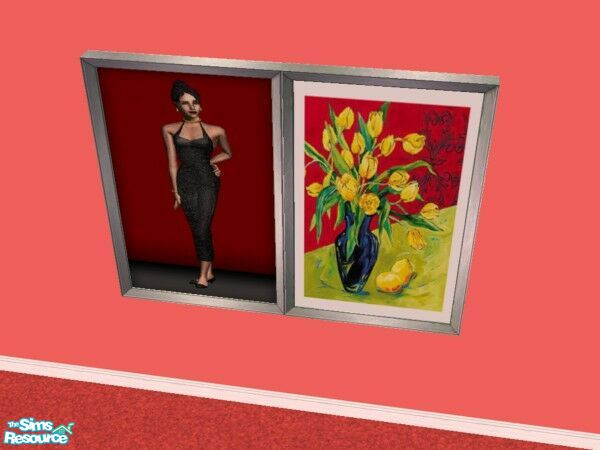 Sims 2 — Lady on Red Reprints 2 by Modfan by modfan — Reprint of the Lady on Red painting with customized frame.