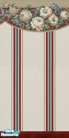 Sims 2 — Drawing Room Roses Seven by angylinni — Tan and Cream Roses border and paper with dark green and maroon accents