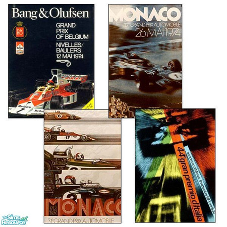 Sims 2 — Vintage F1 posters set 2 by smallbluepenguin — A set of 4 vintage F1 posters from 1973 and 1974