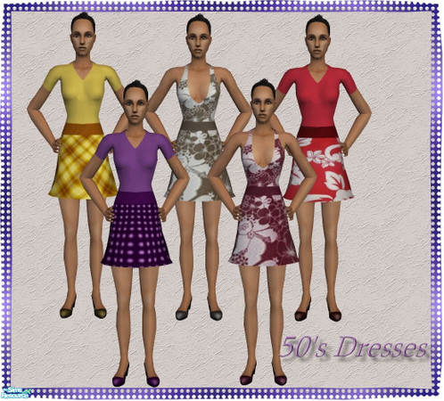 Sims 2 — 50's Dresses Set by Malitia — Another dress for your Sim Ladies. You'll need the Mesh and at least one fabric