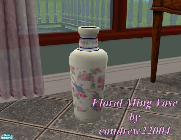 Sims 2 — Floral Ming Vase by candrew22004 — This Floral Ming Vase is a recolor of the 12th Century Dynasty Vase already