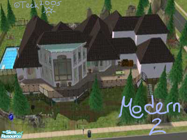 Sims 2 — Modern 2 by QueenTeek2 — The second in my 'Modern' series. 4 Bedrooms, 3 Baths, Rec/Game room (complete with