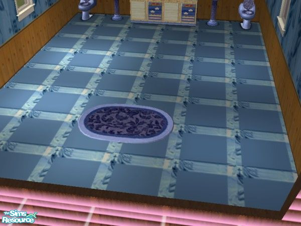 Sims 2 — BathroomBlues rug set by ead425 — 6 items: counter, toilet, sink, combo tub/shower, mirror,rug (upper cabinets