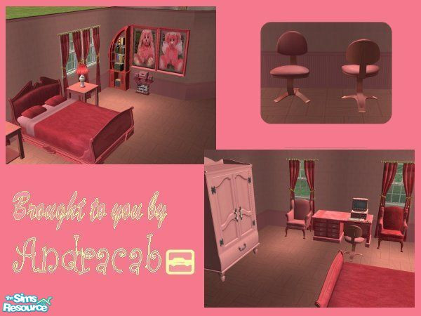 Sims 2 — Deeply Pink & Fluffy Desk Chair by Andracab — This is the Desk chair from the set.