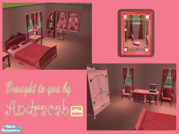 Sims 2 — Deeply Pink & Fluffy Mirror by Andracab — This is the mirror from the set.