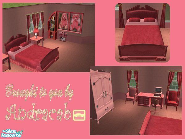 Sims 2 — Deeply Pink & Fluffy Bedding by Andracab — This is the bedding part of the set.